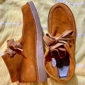 Free People Suede Moccasins in Burnt Orange